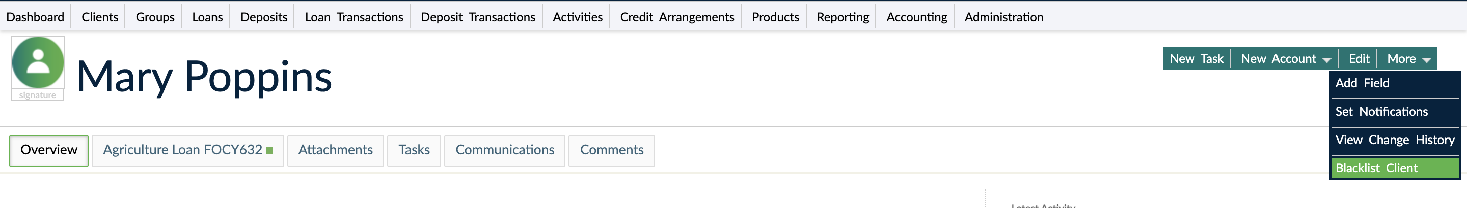 A client in the active state